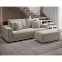 Ver imagem 1 de Sofá Meca Fixo Rta 4 Lugares Linho Cru 220cm com Puff de 98cm - Cor: Marrom