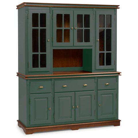 Cristaleira Arca e Oratório com Nicho 8 Portas Manchester 2049 Linz Móveis - Verde Musgo/imbuia