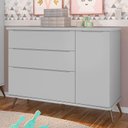 Ver imagem 2 de Cômoda Infantil Retrô Alice 1 Porta e 3 Gavetas Cinza - PR Baby