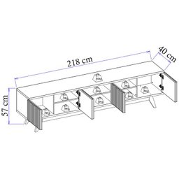 Bancada Rack Tv 75 Pol 218 Cm Fortaleza Freijo Clb - 5
