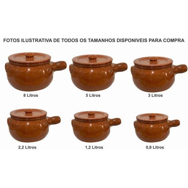 Caçarola Panela com Tampa de Barro Ceramica Vermelha Motta Tipo Capixaba 5 L - 2