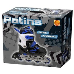 Patins Inline Ajustavel Radical M (33-37) AZUL/PRETO DM TOYS DMR5870M - 2 Patins Inline Ajustavel Radical M (33-37) AZUL/PRETO DM TOYS DMR5870M - 2