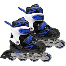 Patins Inline Ajustavel Radical M (33-37) AZUL/PRETO DM TOYS DMR5870M - 1 Patins Inline Ajustavel Radical M (33-37) AZUL/PRETO DM TOYS DMR5870M - 1