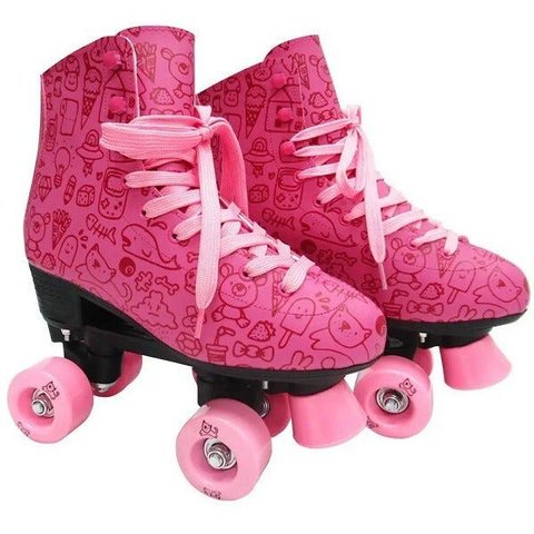 Patins Roller Estilo NEW Rosa 4 Rodas Tamanho 36 DM TOYS DMR5856 T36