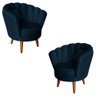 Kit 2 Poltronas Infantis Decorativa Sala de Estar Pétala Veludo Azul Marinho - 1