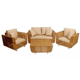 Jogo de Sofá e Poltronas Malibu com Mesa em Alumínio - Jardim, Área, Edícula, Piscina - 1
