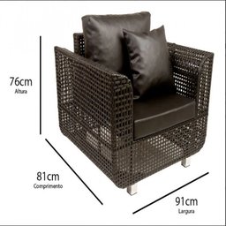 Jogo de Sofá e Poltronas Malibu com Mesa em Alumínio - Jardim, Área, Edícula, Piscina - 4