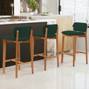 Ver imagem 2 de Kit 04 Banquetas Alta para Cozinha Sala de Jantar Bar Dara L02 Suede Verde Musgo - Lyam Decor