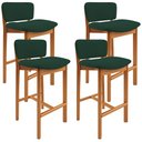Ver imagem 1 de Kit 04 Banquetas Alta para Cozinha Sala de Jantar Bar Dara L02 Suede Verde Musgo - Lyam Decor