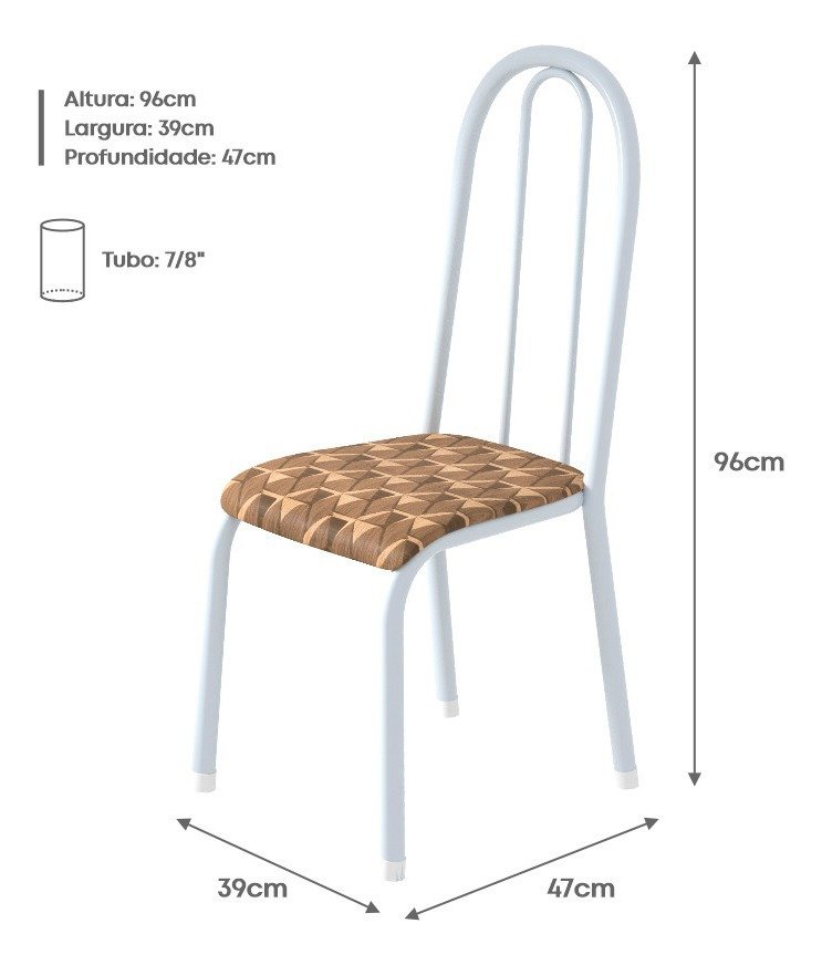 Conjunto Kit 4 Cadeiras Aço Cozinha Jantar Almofadada Branco - 3