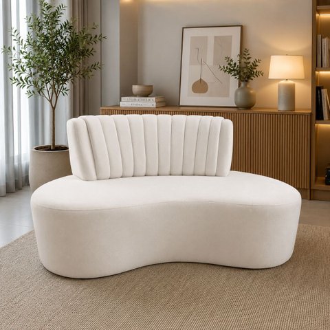 Namoradeira Mavie 160cm 2 Lugares Bouclê Design Orgânico
