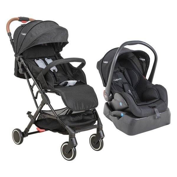 Carrinho de Bebê Kiddo Sprint Travel System com Bebê Conforto e Base Veicular Preto