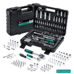 Jogo de Chave Soquetes, Encaixe 1/2 e 1/4, 94 Peças - Vinik - 1