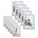 Ver imagem 1 de Kit 10 Molduras Porta Retrato 5 10x15 Branco 5 15x21 Branco Santamaria Molduras Liso