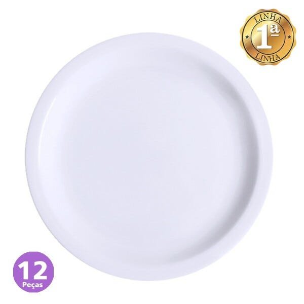 Jogo 12 Pratos Rasos Porcelana Branca Restaurante Germer 1a - 1