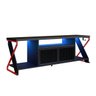 Rack Gamer com Led Estilo Industrial Mesa para Televisão Tv:preto com Vermelho - 5