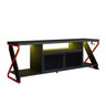 Rack Gamer com Led Estilo Industrial Mesa para Televisão Tv:preto com Vermelho - 6