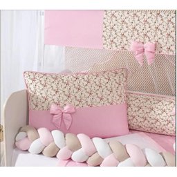 Kit Protetor de Berço Rosa Claro 14 Peças com Lençol Extra - 3