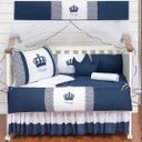Ver imagem 1 de Kit Protetor De Berço Coroa Príncipe Azul Marinho 11 Peças