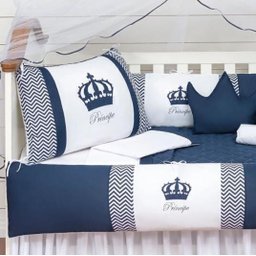 Kit Protetor De Berço Coroa Príncipe Azul Marinho 11 Peças - 2