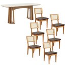 Ver imagem 4 de Mesa de Jantar Retangular 180cm com 6 Cadeiras 100% Mdf Cor:off White com Freijó e Veludo Slim Onix