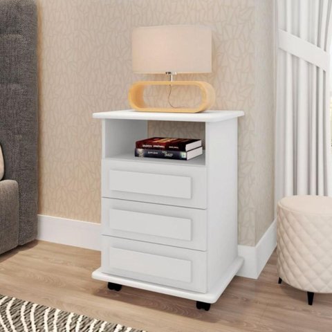 Mesa de Cabeceira 3 Gavetas Virginia Branco