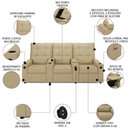 Ver imagem 3 de Poltrona de Cinema Reclinável 3 Lugares Baú Usb Mallie Fh9 Veludo Bege - Mpozenato