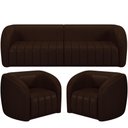 Ver imagem 1 de Kit Sofá 4 Lugares para Sala 292cm com 02 Poltronas Lazio M03 Corano Marrom - Lyam Decor