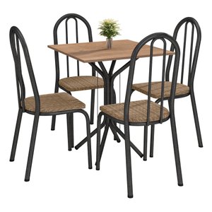 Conjunto De Mesa Tubular Com 4 Cadeiras 050 Cromo Preto Tampo BP Demolição Artefamol 5782/11658/8423