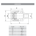 Ver imagem 2 de Adaptador de Compressão RM 2,0cm X 3/4" Tigre
