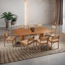 Ver imagem 1 de Sala de Jantar Mesa Noronha 220cm Madeira Tampo Barril Laminado com 8 Cadeiras Eva