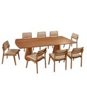 Ver imagem 2 de Sala de Jantar Mesa Noronha 220cm Madeira Tampo Barril Laminado com 8 Cadeiras Eva