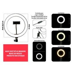 Luz para gravar vídeo live maquiagem ring light led GRANDE - 2