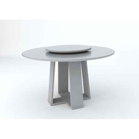 Mesa Isabela 135X135 Com Tampo Giratório - Off White/Off White/Off White