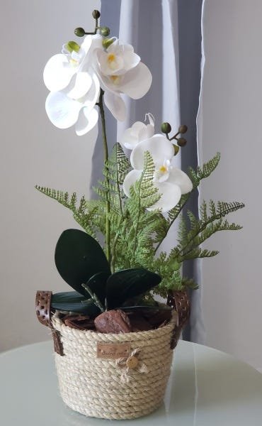 Arranjo Com Vaso Flores Orquídea Artificial 8306 | MadeiraMadeira