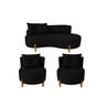 Conjunto 2 Poltronas + Sofá Curvo Orgânico Veludo Preto - Montanaris Decor - 1