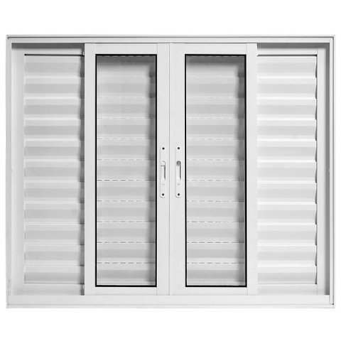 Janela de Correr Alumínio Branco 06 Folhas Veneziana Maxx - 100x200