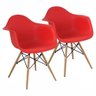 Kit 2 Cadeiras Charles Eames Eiffel Design Wood com Braços - Vermelho Vermelha - 1