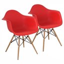 Ver imagem 1 de Kit 2 Cadeiras Charles Eames Eiffel Design Wood com Braços - Vermelho Vermelha