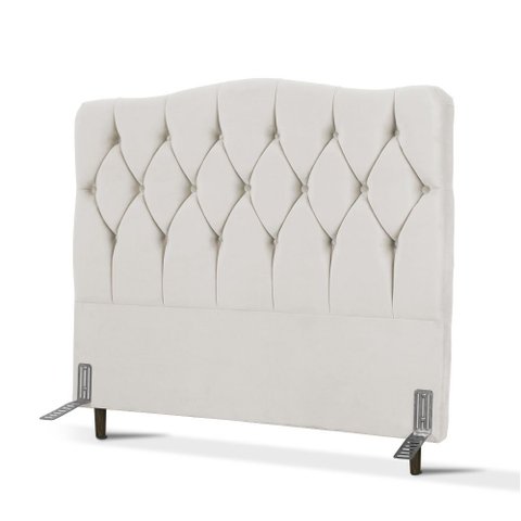Cabeceira de Cama Box Viúva 128 Cm Varsóvia Suede Veludo Bege