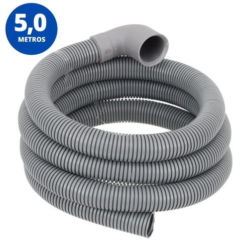 Mangueira Saída Água Máquina De Lavar Universal 5m Metros Cinza | Ledmang