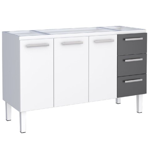 Gabinete Aço Novo Venus 1,44 Metros Preto para Pia 1,50 Metros - P103624 - Cozimax Gabinete Aço Novo