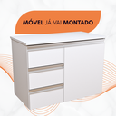 Ver imagem 2 de Balcão Móvel Gabinete Mdf para Banheiro com Tampo 70cm Esquerdo