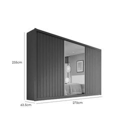 Guarda Roupa York Casal com Espelho 3 Portas 6 Gavetas Europa Cor Peroba - 3