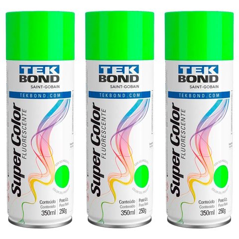 Kit 3 Tinta Aerossol Verde Fluorescente 350 Ml/250g
