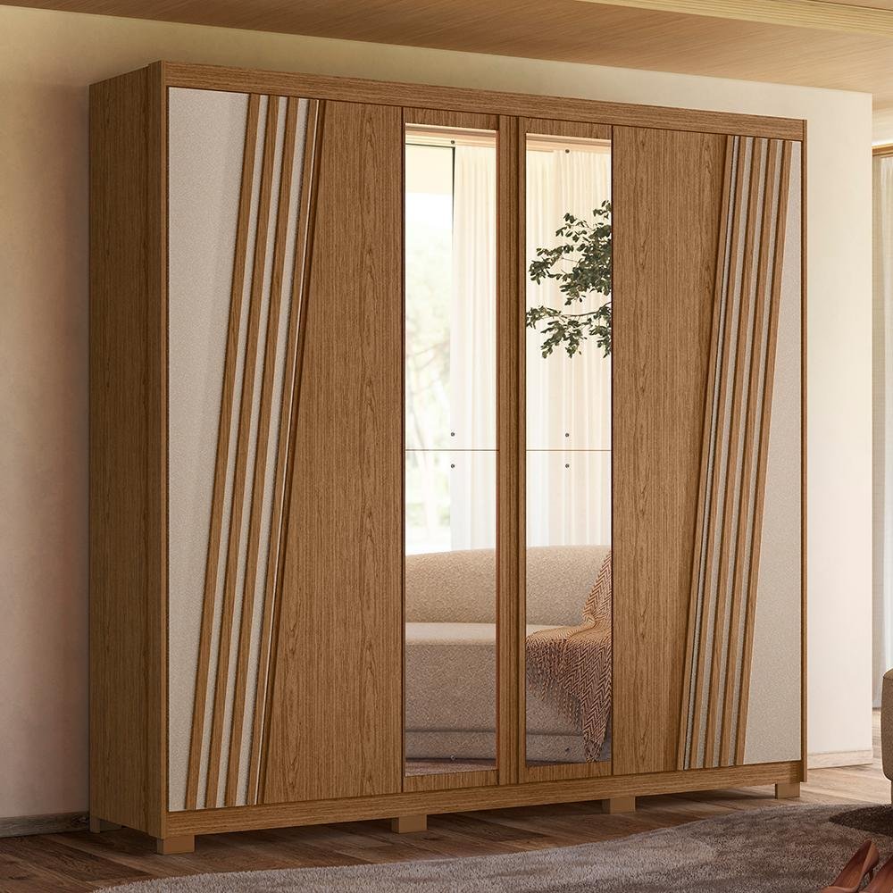 Guarda Roupa Casal Ouro Verde 6 Portas Jatobá/fendi Metallic com