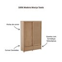 Ver imagem 4 de Guarda Roupa Madeira Maciça 3303u Nest 02 Portas de Correr e 02 Gavetas Tauari Finestra