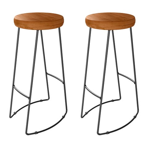 Kit 2 Banquetas Altas Togo Industrial Madeira Maciça Peroba Rosa - Desk Design