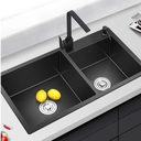 Ver imagem 3 de Kit Cuba Pia Gourmet Dupla Preta Cozinha Aço Inox e Torneira em L Slim Preto Brinovar