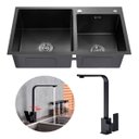 Ver imagem 1 de Kit Cuba Pia Gourmet Dupla Preta Cozinha Aço Inox e Torneira em L Slim Preto Brinovar